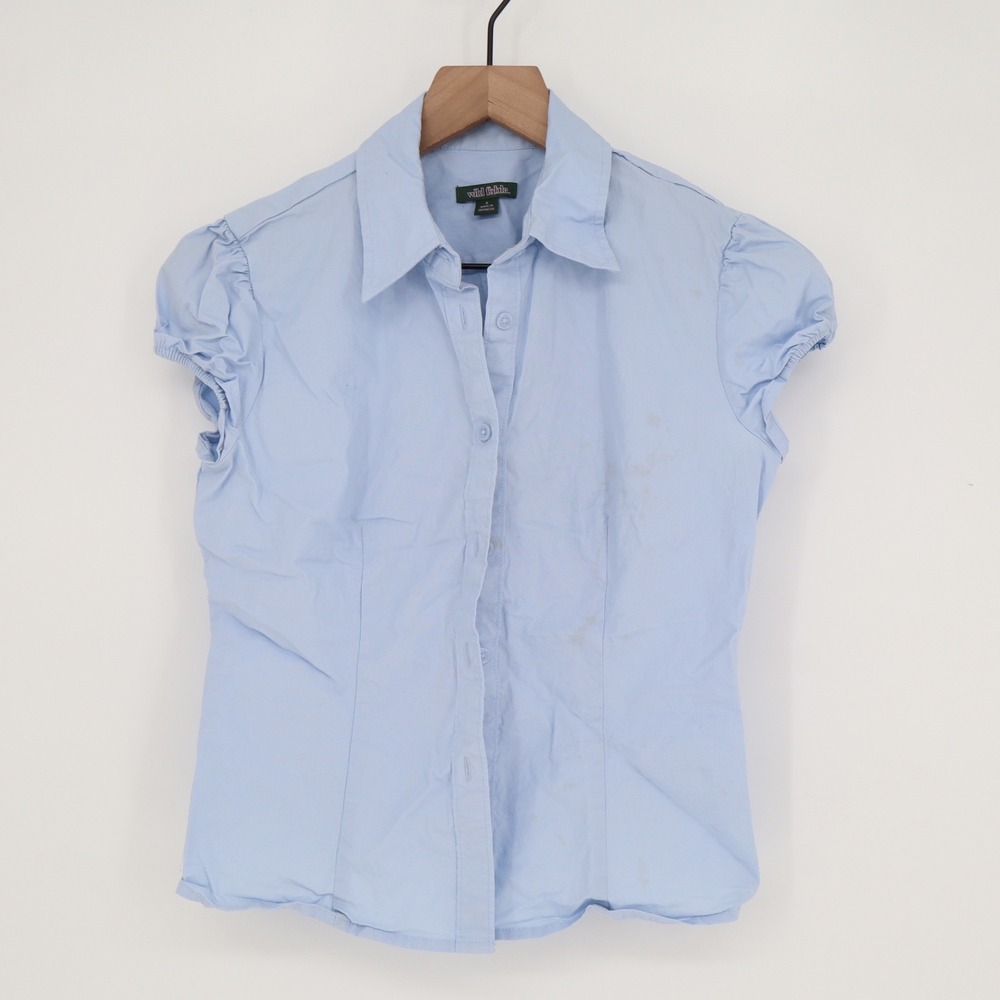 Wild Fable Button-Down Women S Light Blue Puff Sleeve Fair